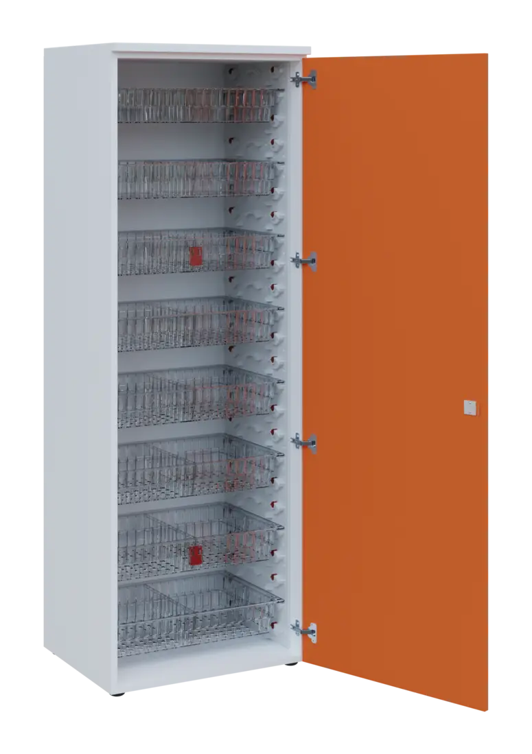 EUROMEDICA D - 66/M TRANSPARENT skříň léková boxová, 1-dveřová, pravá, 1950x660x535, korpus bílý, dv